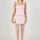 Tweed and Sheer Overlay Maxi Dress