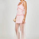 Tweed and Sheer Overlay Maxi Dress