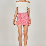 Floral sequins mini Skirt