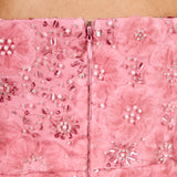 Lace Sequins Strapless Mini Dress