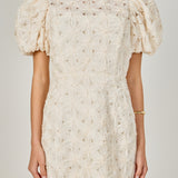 Textured Puff Sleeve Mini Dress