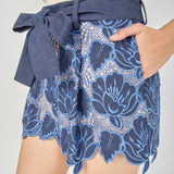 High Waisted Scalloped Hem Shorts