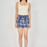 High Waisted Scalloped Hem Shorts