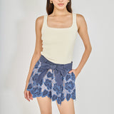 High Waisted Scalloped Hem Shorts