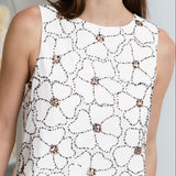 Floral Beaded Sleeveless Top