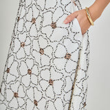 Floral Beaded Midi Skirt