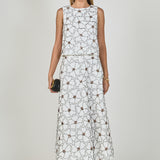 Floral Beaded Midi Skirt
