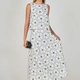 Floral Beaded Midi Skirt