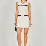 Satin Bow Tweed Shirt Dress