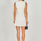 Satin Bow Tweed Shirt Dress