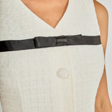 Satin Bow Tweed Shirt Dress