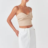 Ruched Nylon Jersey Back Twist Tank