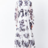 Monotone Floral Print Midi Dress