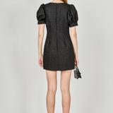 Tweed Puff Sleeve Mini Dress