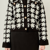 Houndstooth Collared Cardigan