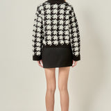 Houndstooth Collared Cardigan