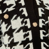 Houndstooth Collared Cardigan