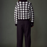 Houndstooth Collared Cardigan