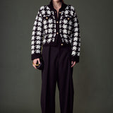 Houndstooth Collared Cardigan
