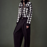 Houndstooth Collared Cardigan