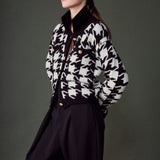 Houndstooth Collared Cardigan
