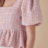 Multi Tweed Baby Doll Top