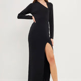 Cut Out Long Sleeve Maxi Dress