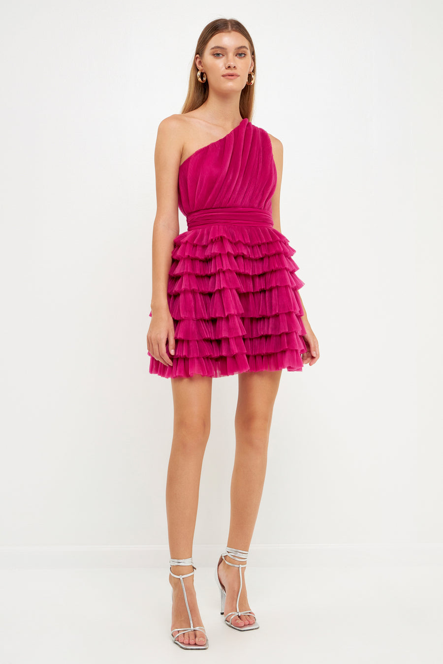 13889 Ecru Tiered Tulle Dress
