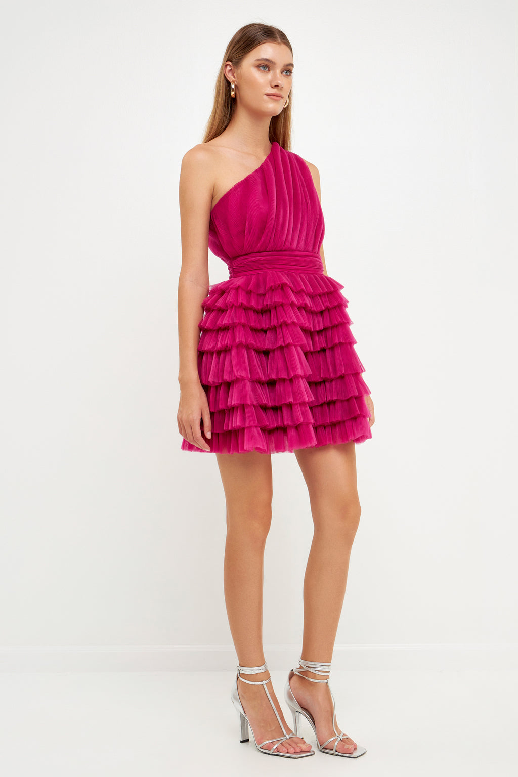 Endless Rose - Tiered Tulle Mini Dress Cherry / M