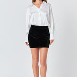 Velvet Ruched Mini Skirt