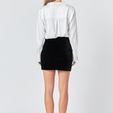Velvet Ruched Mini Skirt