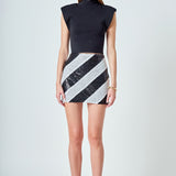 Striped Sequins Skirt