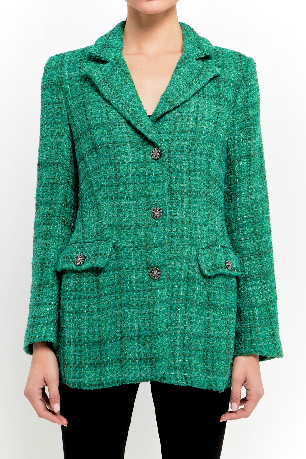 Endless Rose - Tweed 3pc Button Long Blazer - Jackets in Women's Clothing available at endlessrose.com