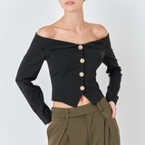 Stretched Off the Shoulder Blazer Top