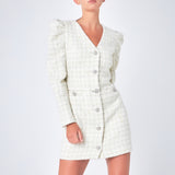 Premium Long-Sleeve Tweed Mini Dress