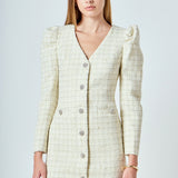 Premium Long-Sleeve Tweed Mini Dress