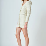 Premium Long-Sleeve Tweed Mini Dress