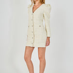 Premium Long-Sleeve Tweed Mini Dress
