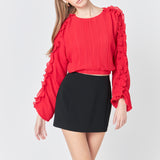 Cropped Plisse Blouse