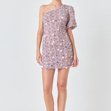 Premium One-Shoulder Sequin Mini Dress
