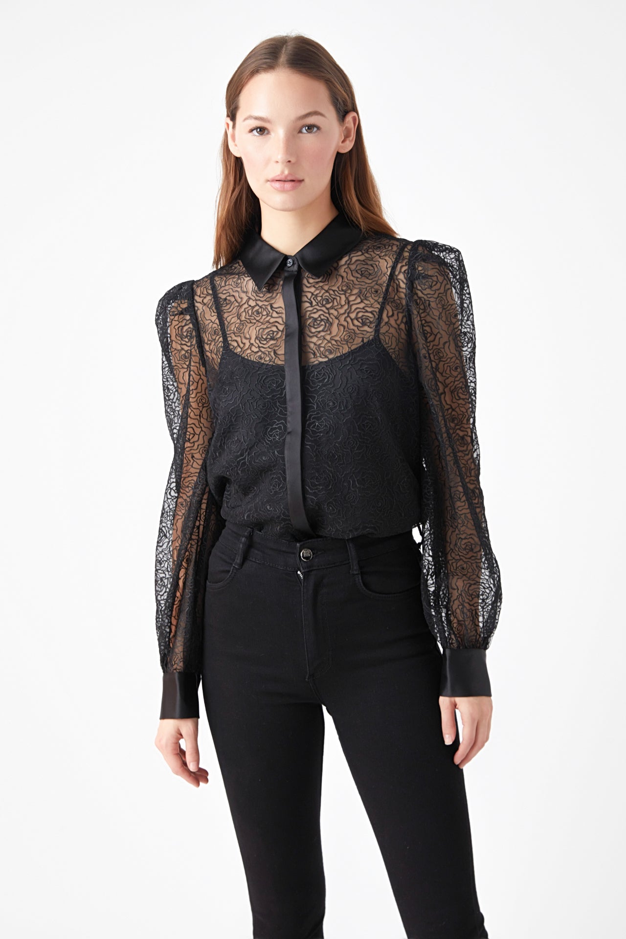 Embroidered Mesh See Through Blouse – Endless Rose