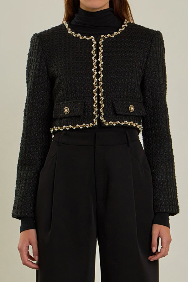 Premium Cropped Tweed Jacket