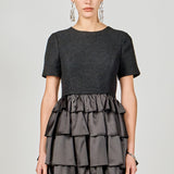 Boucle Satin Mini Dress