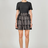 Boucle Satin Mini Dress