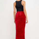 Velvet Ruched Maxi Skirt