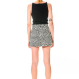 High Waisted Warped Mini Skirt