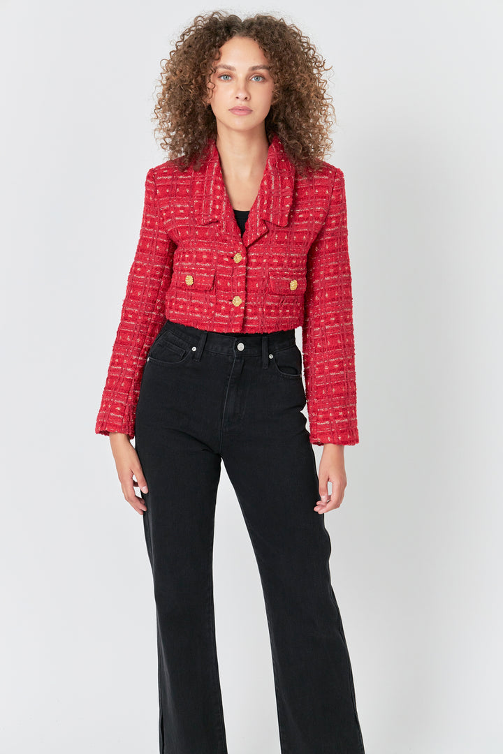 GUEST OF HONOR TWEED CROP JACKET