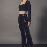 Sequin Flare Pants