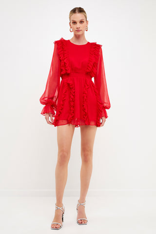 Long Sleeve Ruffle Mini Dress
