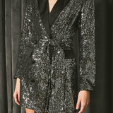 Sequins Belted Blazer